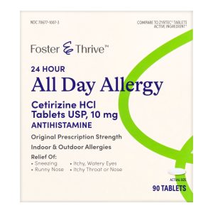 MCKESSON BRAND Foster & Thrive™ 24 Hour All Day Allergy Cetirizine HCl USP 10 mg Tablets 70677100703