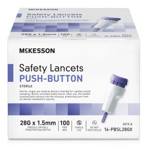 MCKESSON BRAND McKesson Push Button Safety Lancet, 28 Gauge 16-PBSL28GX