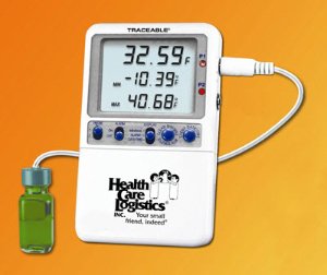 HEALTH CARE LOGISTICS Traceable® Hi-Accuracy Refrigerator / Freezer Thermometer with Alarm 17988