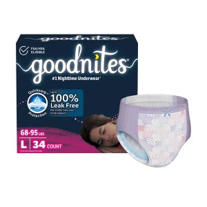KIMBERLY CLARK Goodnites® Heavy Absorbency Nighttime Underwear, Large for Girls 68 – 95 lbs. 53361