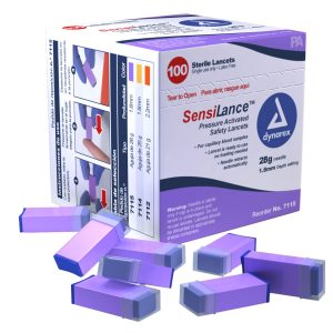 dynarex SensiLance™ Safety Lancet, 28 Gauge, 1.8 mm Depth, Pressure-activated 7115