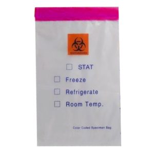 ASP GLOBAL LLC Color Coded Specimen Transport Bag with Document Pouch, Zip Closure, 6 x 9 Inch Q610