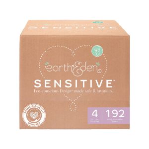 FIRST QUALITY PRODUCTS LLC Earth & Eden Sensitive Baby Diapers, Size 4 for Babies Weighing 22 – 37 lbs. 10008048