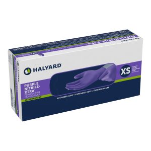 O&M HALYARD INC Purple Nitrile-Xtra™ Extended Cuff Length Exam Glove, Extra Small, Purple 55090