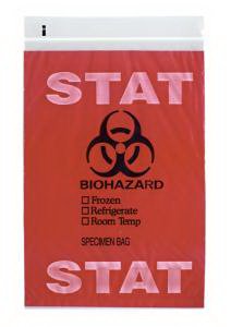 ASP GLOBAL LLC Specimen Transport Bag, Document Pouch, Zip Closure, Red Tint, STAT print, 6 x 9 Q603
