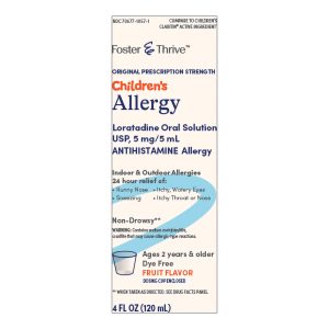 MCKESSON BRAND Foster & Thrive™ Children's Allergy Loratadine Oral Solution, Fruit Flavor 70677105701