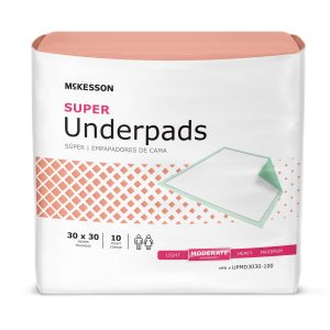 MCKESSON BRAND McKesson Super Moderate Absorbency Underpad, 30 x 30 Inch UPMD3030-100