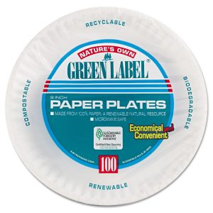 ESSENDANT CO/UNITED STATIONERS Nature's Own Green Label Paper Plate AJMPP9GRAWH