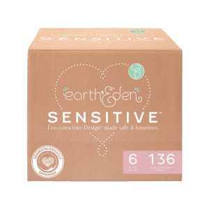 FIRST QUALITY PRODUCTS LLC Earth & Eden Sensitive Baby Diapers, Size 6 for Babies Weighing 35 lbs. or More 10008050