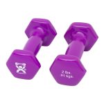 FABRICATION ENTERPRISES CanDo® Vinyl Coated Dumbbell, Violet, 2 lbs., Pair 10-0551-2