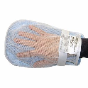SkiL-Care™ Hand Control Mitt, 11 x 6 x 3/4 Inch, White/Blue 306110