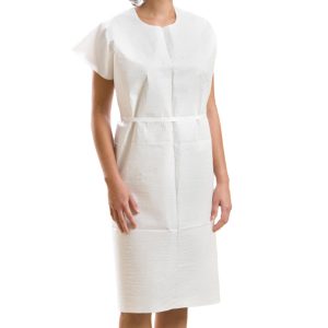 GRAHAM MEDICAL PRODUCTS Graham Medical Patient Exam Gown, Medium/Large, White 70220N