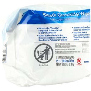 THE CLOROX COMPANY Clorox Healthcare® Bleach Germicidal Wipes, Refill Pouch, 110 ct. 30359