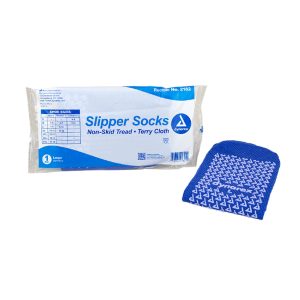 dynarex® Single Tread Slipper Socks, Large, Blue 2182