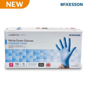 MCKESSON BRAND McKesson Confiderm® 2.8C Nitrile Exam Gloves, Small, Ocean Blue 14-6N241C