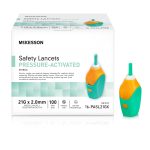 MCKESSON BRAND McKesson Pressure Activated Safety Lancets, 21 Gauge, Green 16-PASL21GX
