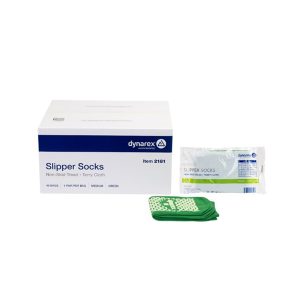 dynarex® Single Tread Slipper Socks, Medium, Green 2181