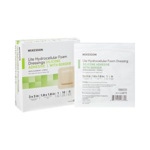 MCKESSON BRAND McKesson Lite Hydrocellular Foam Dressings w/ Border & Silicone Adhesive, 3 x 3" 4872