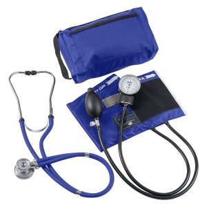 MABIS HEALTHCARE Mabis MatchMates Aneroid Sphygmomanometer & Stethoscope Blood Pressure Kit, Blue 01-360-211
