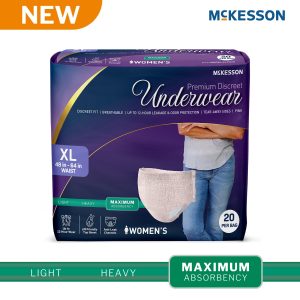 MCKESSON BRAND McKesson Premium Discreet Underwear for Women, Maximum Absorbency, Extra-Large UWDM-XLPINK