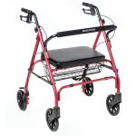 MCKESSON BRAND McKesson Bariatric Red Folding Steel Four-Wheel Rollator 146-10215RD-1