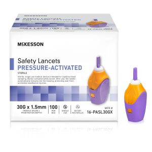 MCKESSON BRAND McKesson Pressure Activated Safety Lancets, 30 Gauge, Purple 16-PASL30GX
