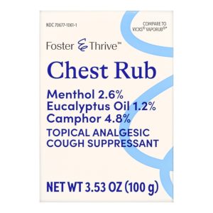 MCKESSON BRAND Foster & Thrive™ Chest Rub 2.6% Menthol 1.2% Eucalyptus Oil 4.8% Camphor 70677106101