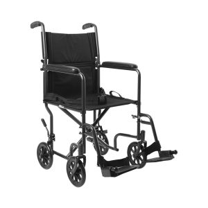 MCKESSON BRAND McKesson Lightweight Transport Chair, Black with Silver Vein Finish 146-TR39E-SV