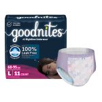 KIMBERLY CLARK GoodNites® Night Time Underwear, Large for Girls weighing 68 – 95 lbs. 53363
