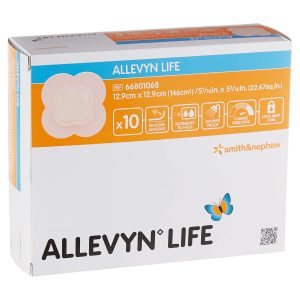 SMITH & NEPHEW Allevyn Life Silicone Adhesive with Border Silicone Foam Dressing, 5¾ x 5¾ Inch 66801068