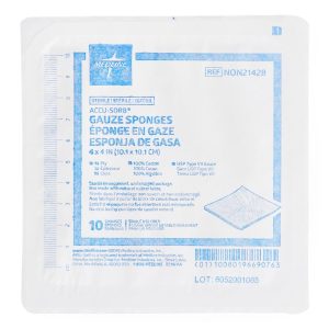 MEDLINE Sterile USP Type VII Gauze Sponge, 4 x 4 Inch, 16-Ply NON21428