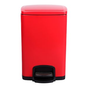 MCKESSON BRAND McKesson Trash Can with Plastic Liner, Square, Steel, Red, 5 Gallon 16-35270