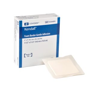 CARDINAL Kendall™ Gentle Bordered Foam Dressing with Silicone Adhesive, 14 x 14 cm 55566BG