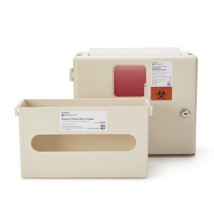 MCKESSON BRAND McKesson Prevent® Sharps Wall Cabinet with Glove Box, 12¼ x 4¾ x 15 Inch 2265