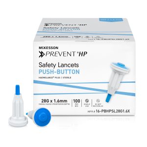 MCKESSON BRAND McKesson Prevent® HP Push Button Safety Lancet, 28 Gauge 16-PBHPSL28G1.6X