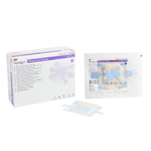 SOLVENTUM CORPORATION 3M™ Tegaderm™ Silicone Adhesive with Border Silicone Foam Dressing, 4 x 4 Inch 90641