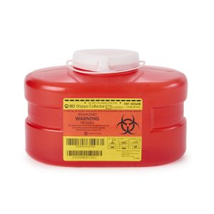 BD Red Sharps Container, 3.3 Quart, 5.3 x 9.1 x 5 Inch 305488