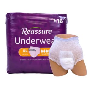 ATTENDS HEALTHCARE PRODUCTS Reassure® Maximum Absorbent Underwear, Women, Medium – Heavy Absorbency, X-Large REW-0027